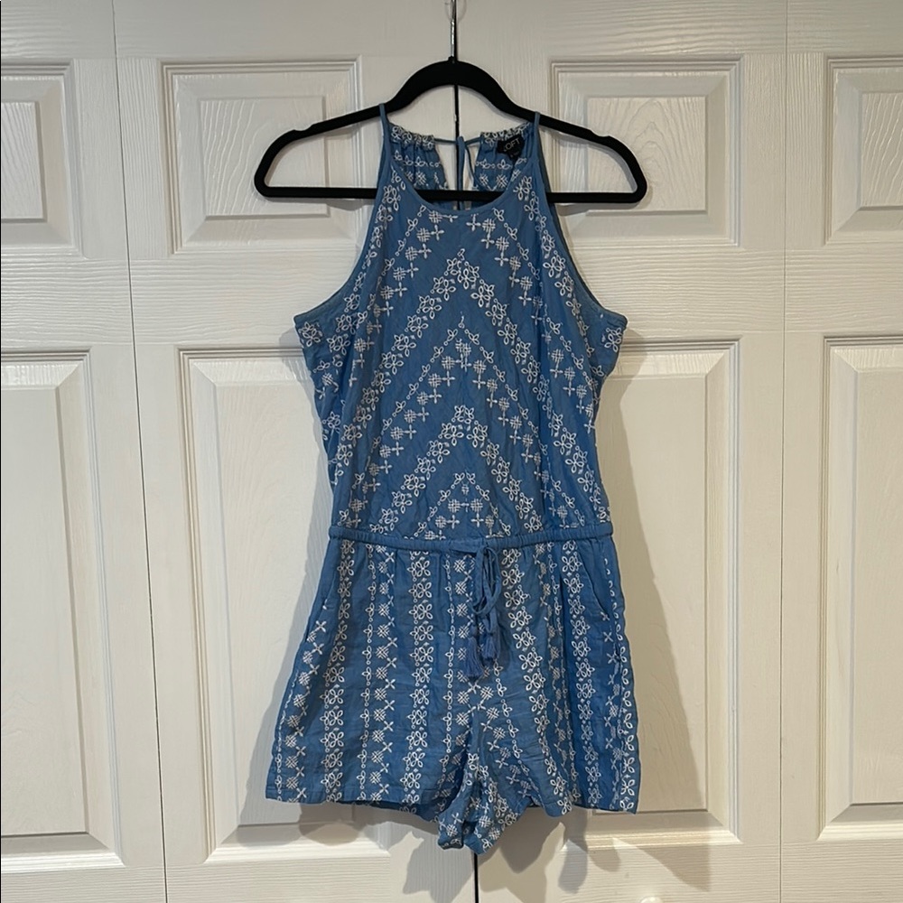 LOFT Blue Crochet Lace Jumpsuit